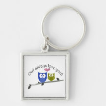 Owl always love you, cute Owls Art Keychain