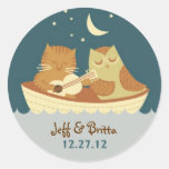 Owl and Pussycat (Blue) Wedding Sticker