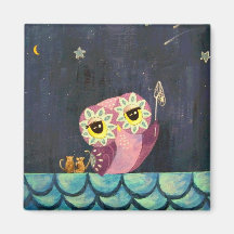 Owl Art  - Catch A Falling Star Fridge Magnets