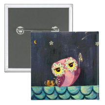 Owl Art - Catch A Falling Star Pin