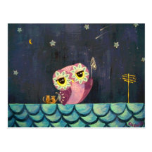Owl Art - Catch A Falling Star Postcard