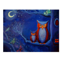Owl Art Postcard - "The Forest At Night"