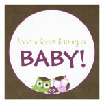 Owl Baby Shower | Girl >> brown, green & purple Invites