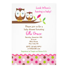 Owl Baby Shower Invitations Girl