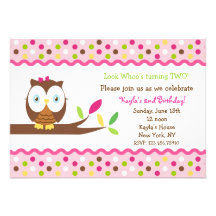 Owl Birthday Party Baby Shower Invitations