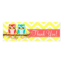 Owl Boy and Girl Twins Baby Shower "Thank You" Tag Business Card