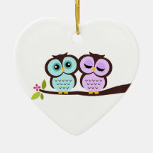 Owl Couple Christmas Tree Ornaments