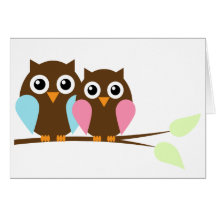 Owl couple on a branch card