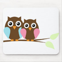 Owl couple on a branch mouse pad