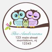 Owl Family Address Labels Stickers