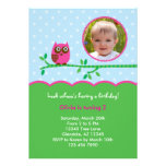 Owl Girl Birthday Photo Invitation