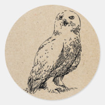owl ink stamped sticker