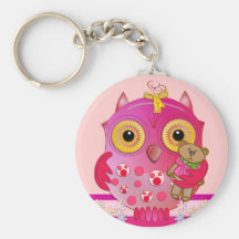 Owl keychain with Baby owl and her bear