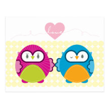 OWL LOVE :: bright girl + boy Post Cards