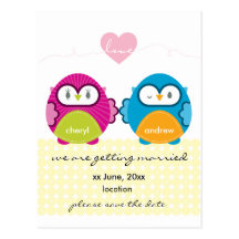OWL LOVE :: bright girl + boy Postcard