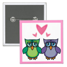 Owl Love Sq. Button