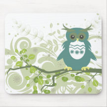 Owl ~ Owl Sitting On Tree Branch Mouse Pad