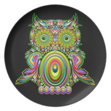 Owl Psychedelic Popart Plate