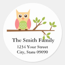 Owl Return Address Lables  (#LABL002) Sticker