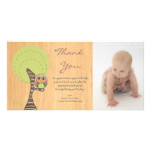 Owl Thank You New Baby Girl Arrival Gift Photocard Photo Cards