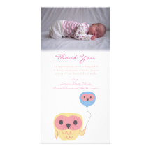 Owl Thank You Note Baby Girl Photo Template Photo Card