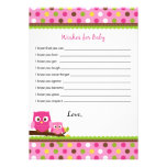Owl Wishes for Baby Advice Card