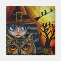 Owl Witch Fridge Magnet