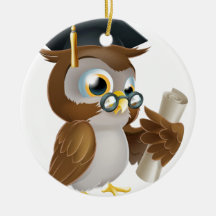 Owl with degree or qualification ornament