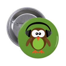 Owl With Headphones Pins