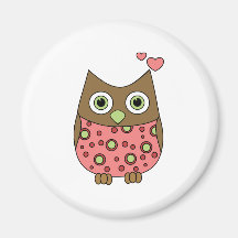 Owl WIth Love Refrigerator Magnets