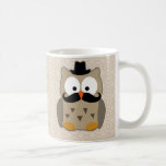 Owl with Moustache and Hat Coffee Mug