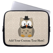 Owl with Moustache and Hat Computer Sleeve