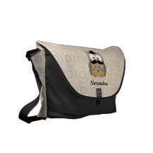 Owl with Moustache and Hat Messenger Bags
