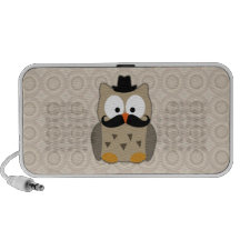 Owl with Moustache and Hat Notebook Speakers