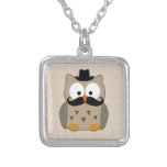 Owl with Moustache and Hat Pendant