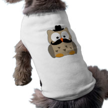 Owl with Moustache and Hat Pet Tee