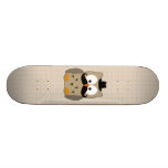Owl with Moustache and Hat Skate Board Decks