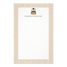 Owl with Moustache and Hat Stationery