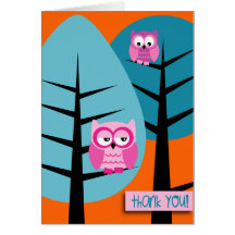 owls 01 thank you Card