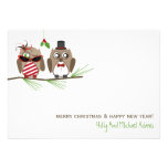 Owls and Mistletoe Christmas Card Personalized Invitations