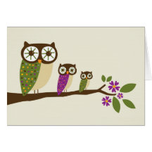 owls in a row greeting card