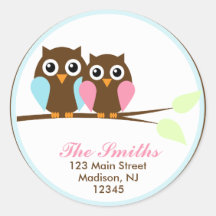 Owls on a Branch Address Labels Stickers