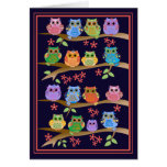 Owls on brenches cute text Birthday card