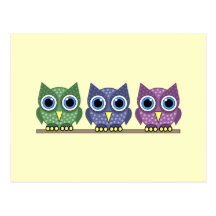 owls postcard