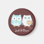 Owls Wedding Bride and Groom w/ Customisable Text Refrigerator Magnet