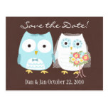 Owls Wedding Save the Date Cute Bride and Groom Postcards