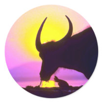 Oxen at sunset, Burma stickers