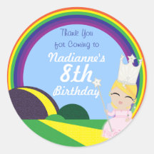 Oz Birthday Party Custom Glinda Keepsake Labels Round Sticker