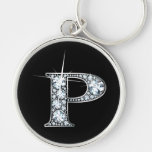 "P" Diamond Bling Keychain