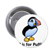 P is for Puffin Pinback Buttons